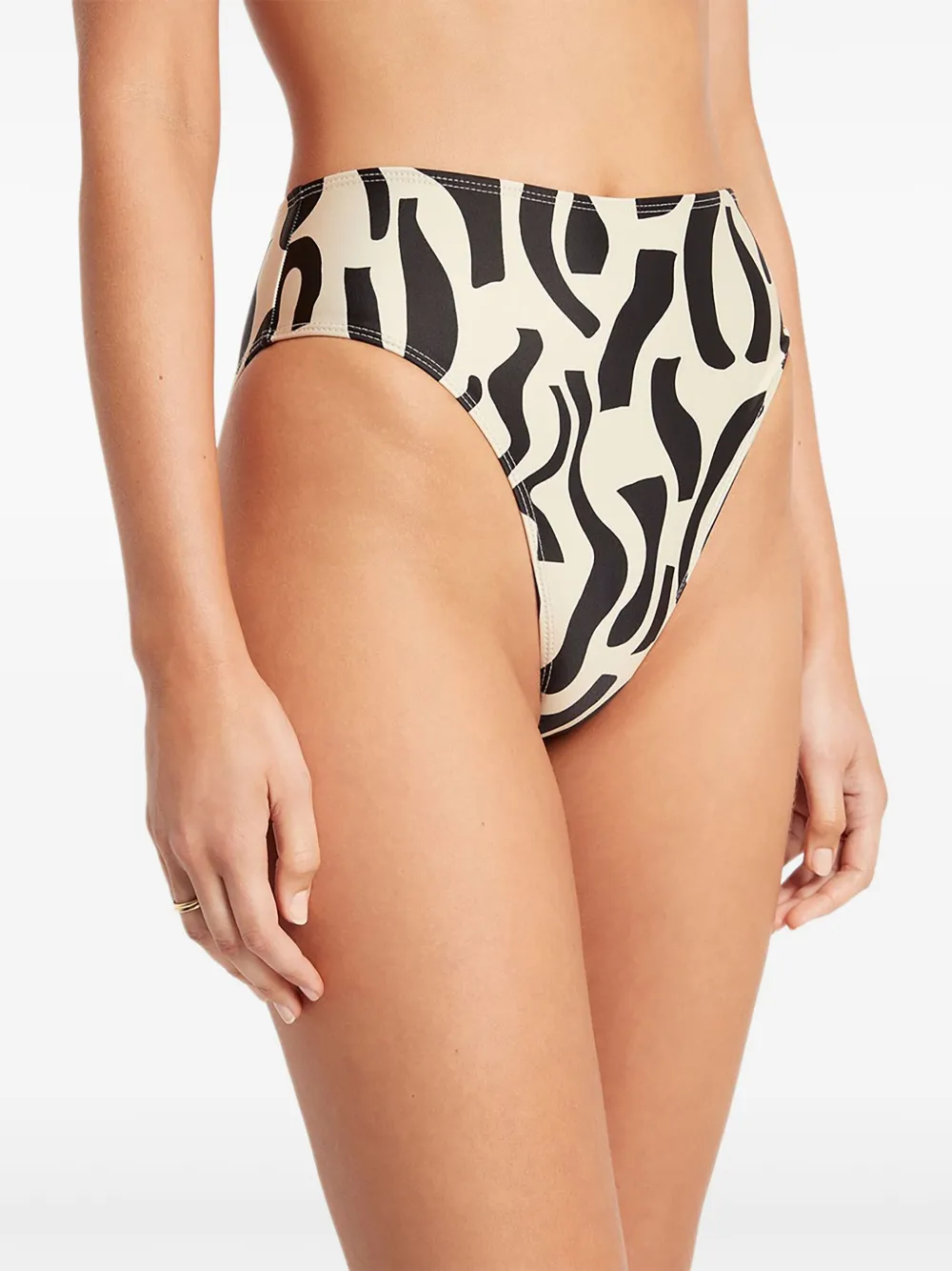 Faithfull the Brand Farrah Chania high-waist bikini met abstracte print Beige