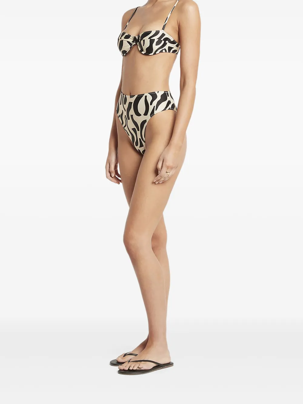 Faithfull the Brand Farrah Chania high-waist bikini met abstracte print Beige