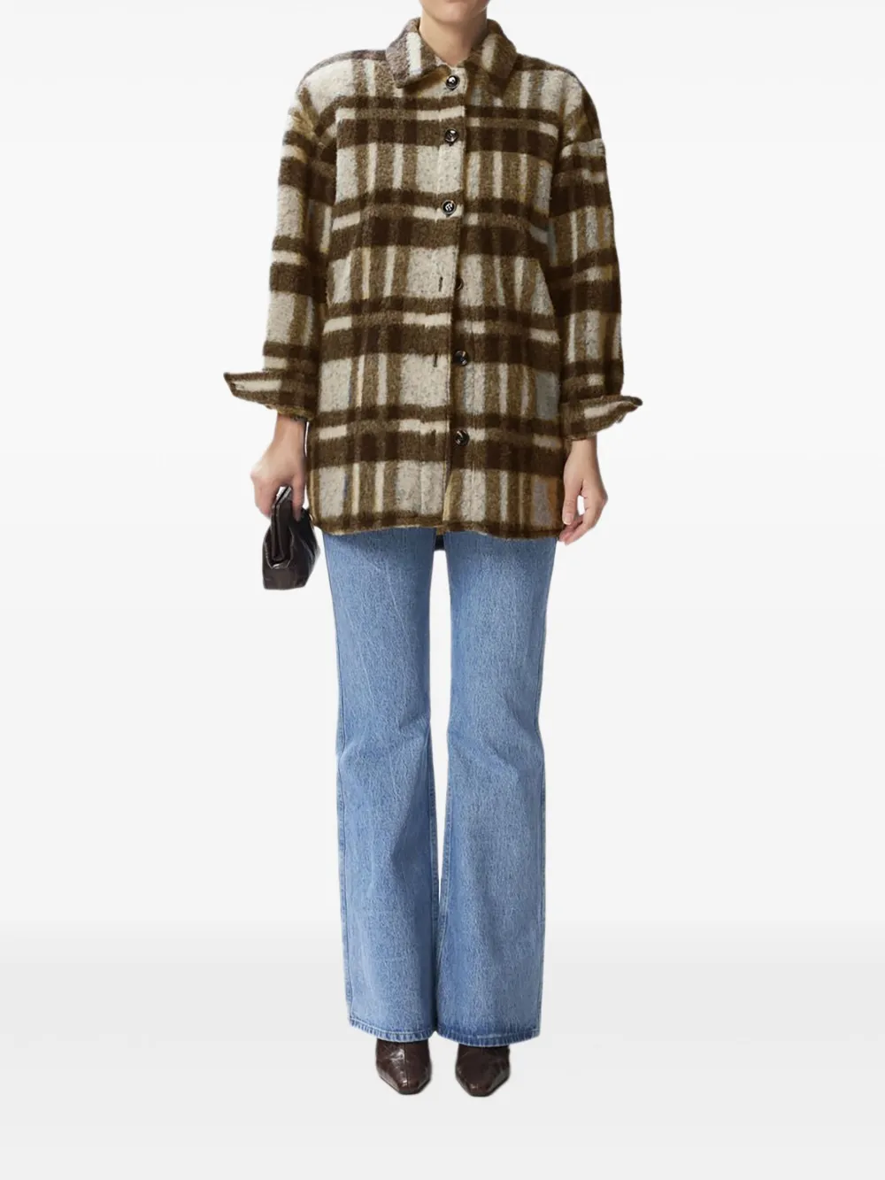 Gestuz Rina Check Woven Single-breasted Coat