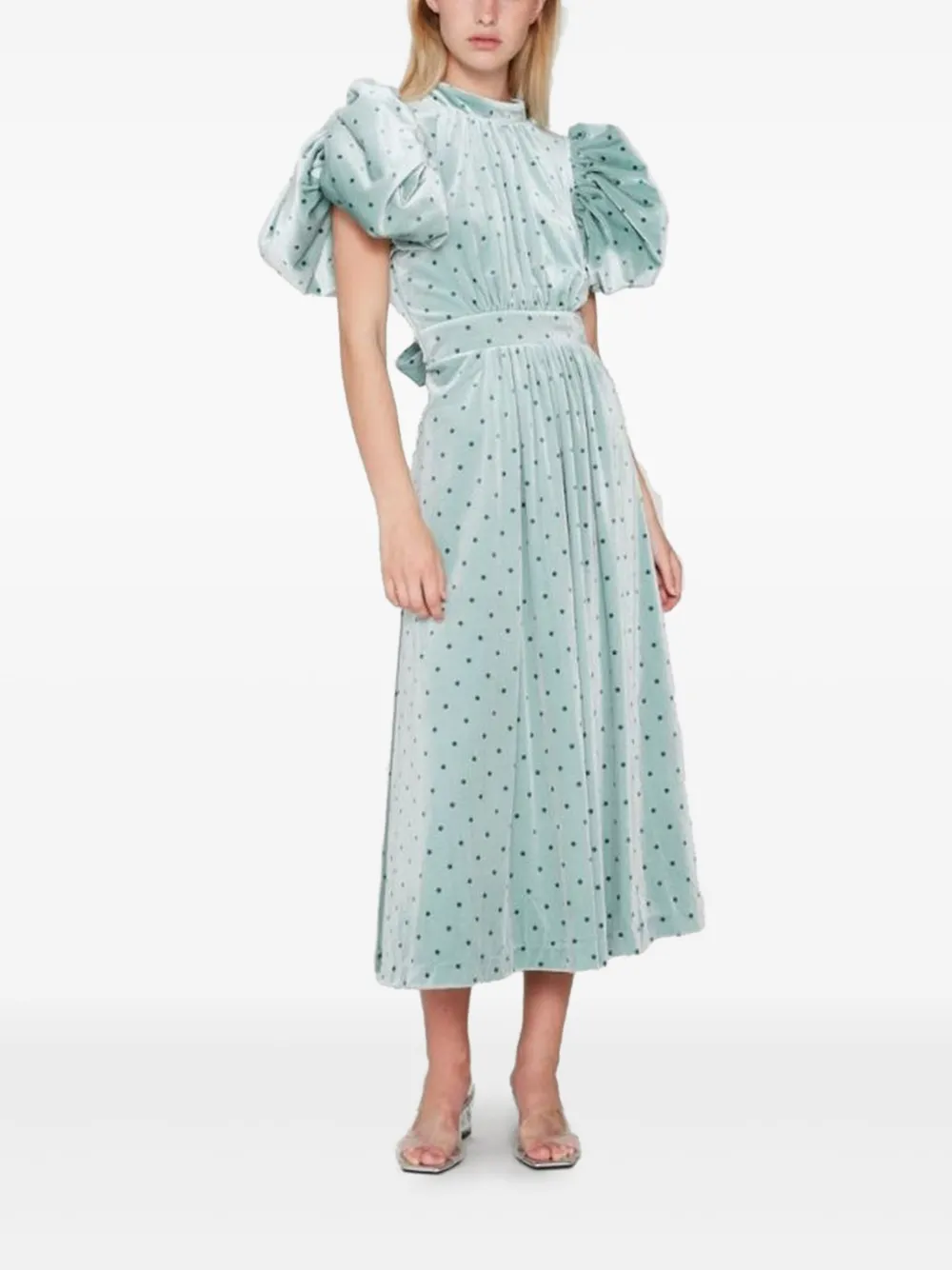 ROTATE BIRGER CHRISTENSEN Noon puff-sleeve polka-dot midi dress - Blauw