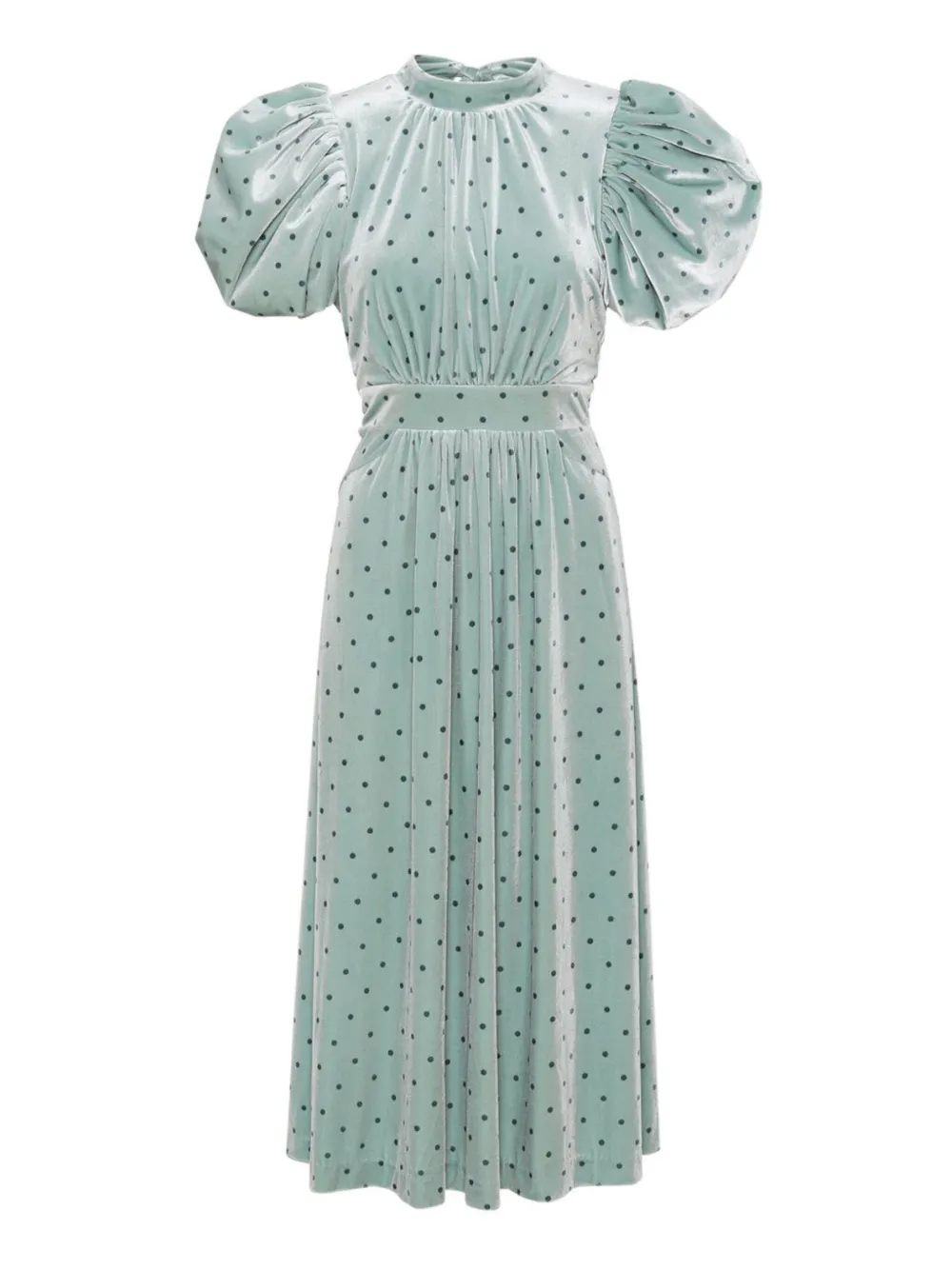 Noon puff-sleeve polka-dot midi dress