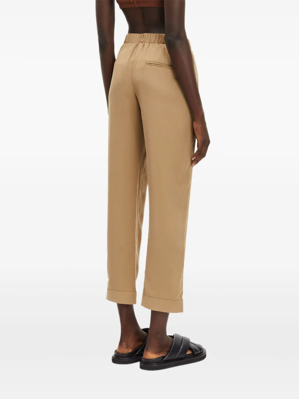 Samsoe & Samsoe Hoys Elasticated-waist Tapered Trousers In Brown