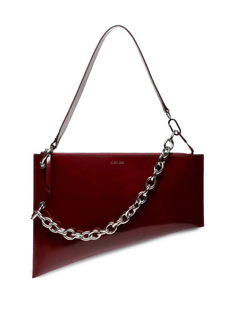 semi-patent leather shoulder bag