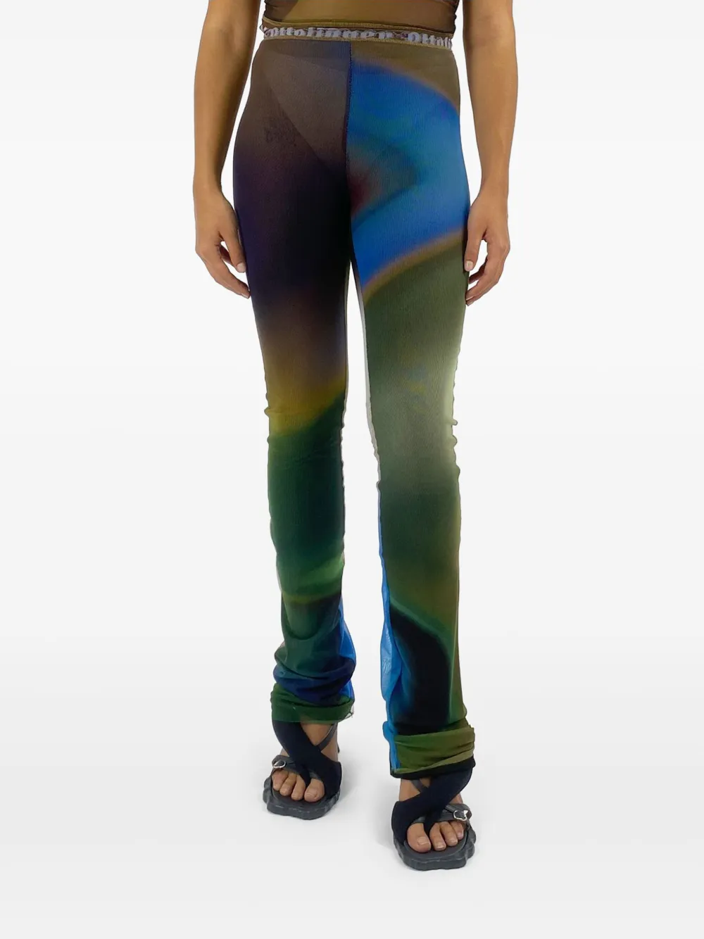 Ottolinger abstract-print mesh trousers Groen