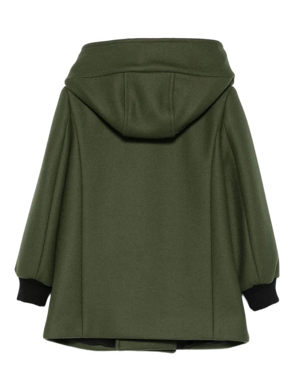 Balmain Kids hooded double-breasted wool coat Groen