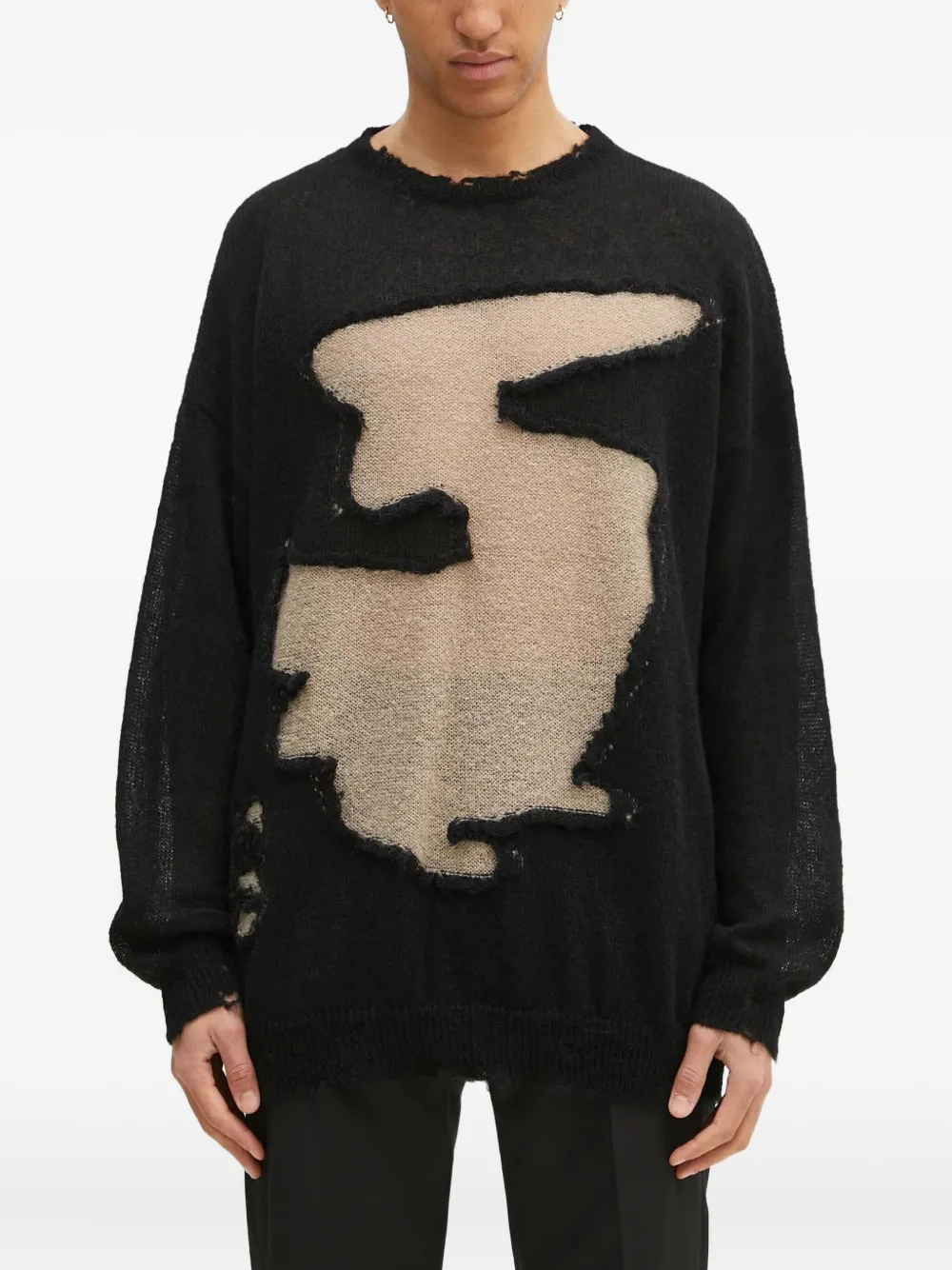 MM6 Maison Margiela ダメージ セーター - ブラック MM6 Maison Margiela ダメージ セーター - ブラック