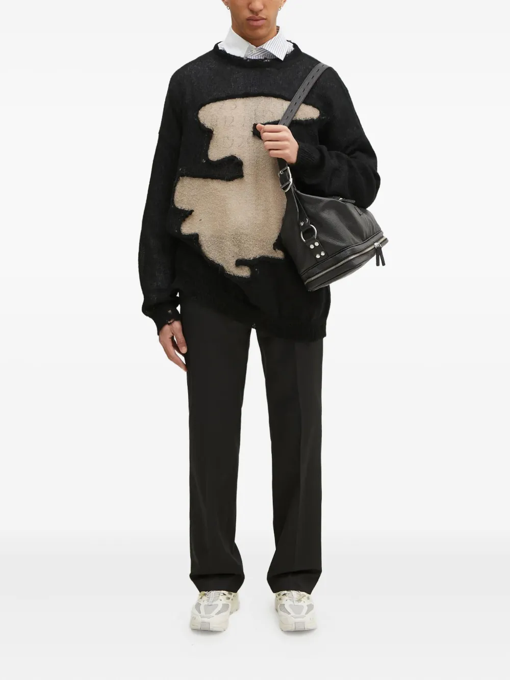 MM6 Maison Margiela Gerafelde trui - Zwart