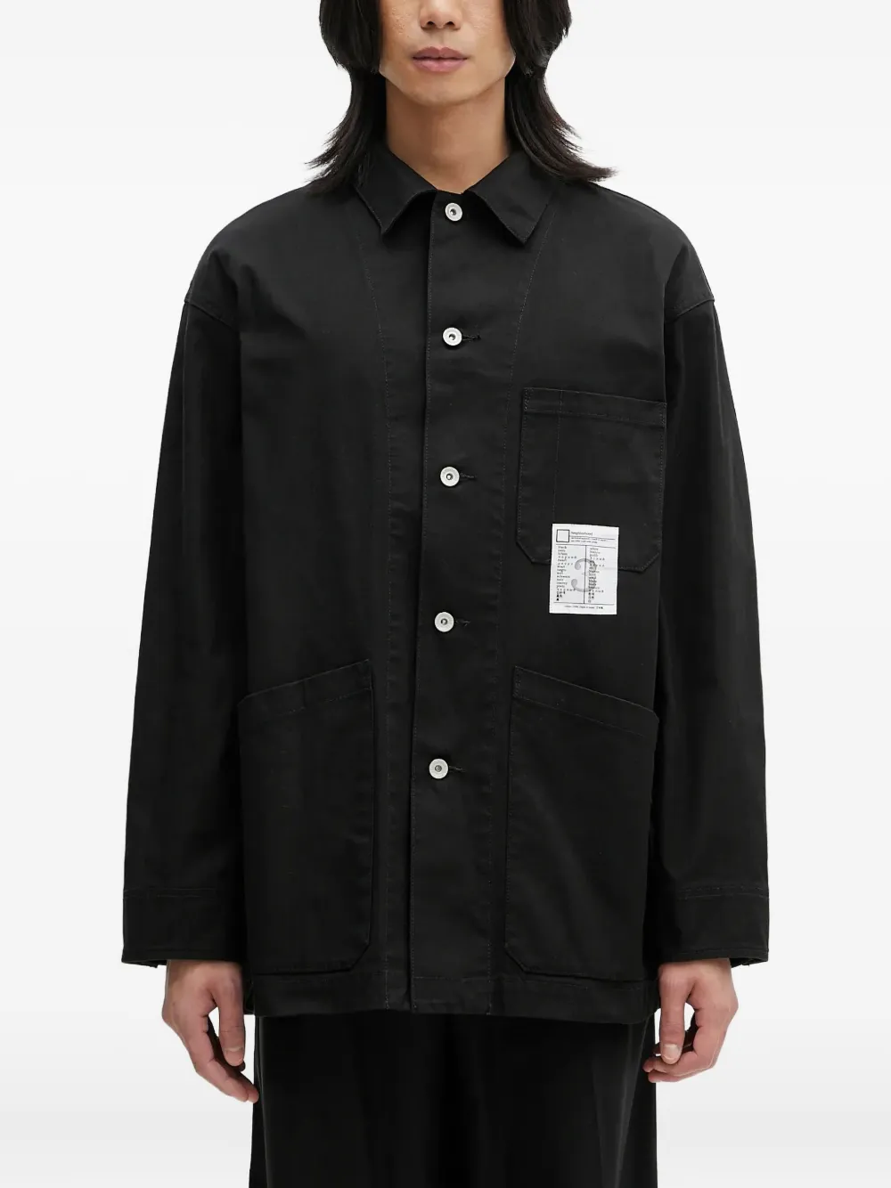 Neighborhood Shirtjack met opgestikte zak Zwart