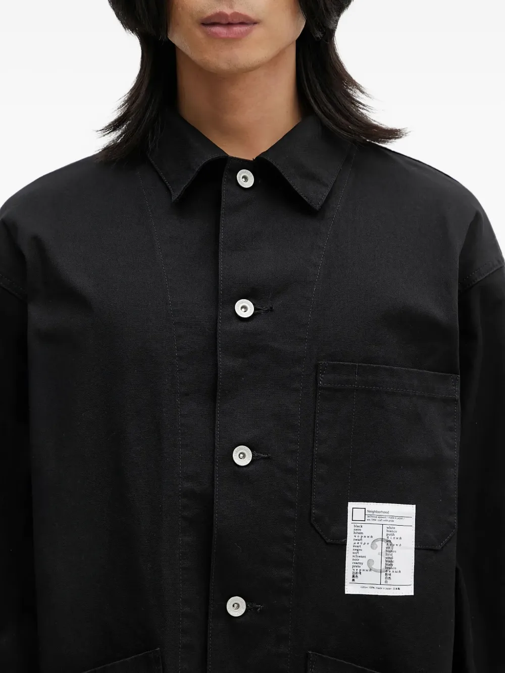 Neighborhood Shirtjack met opgestikte zak Zwart