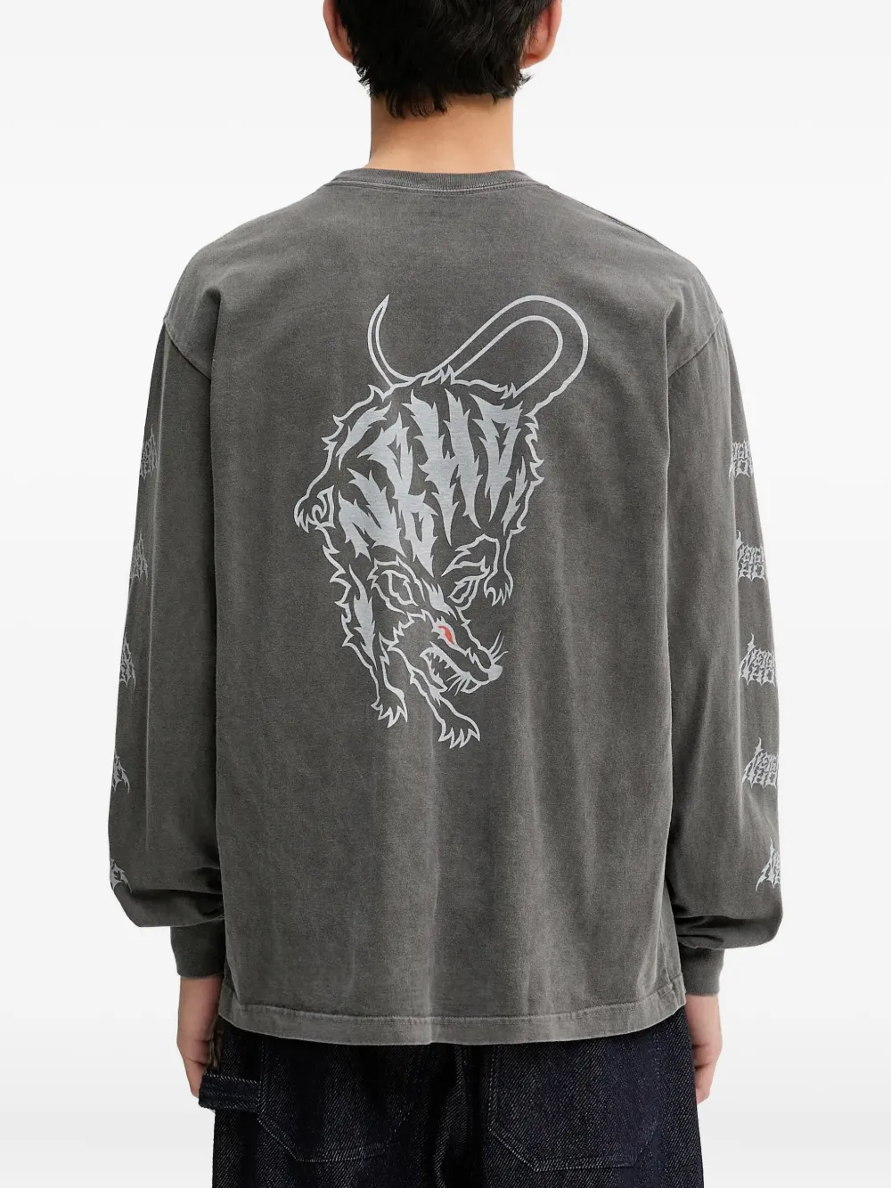 Neighborhood T-shirt met grafische print en lange mouwen Grijs