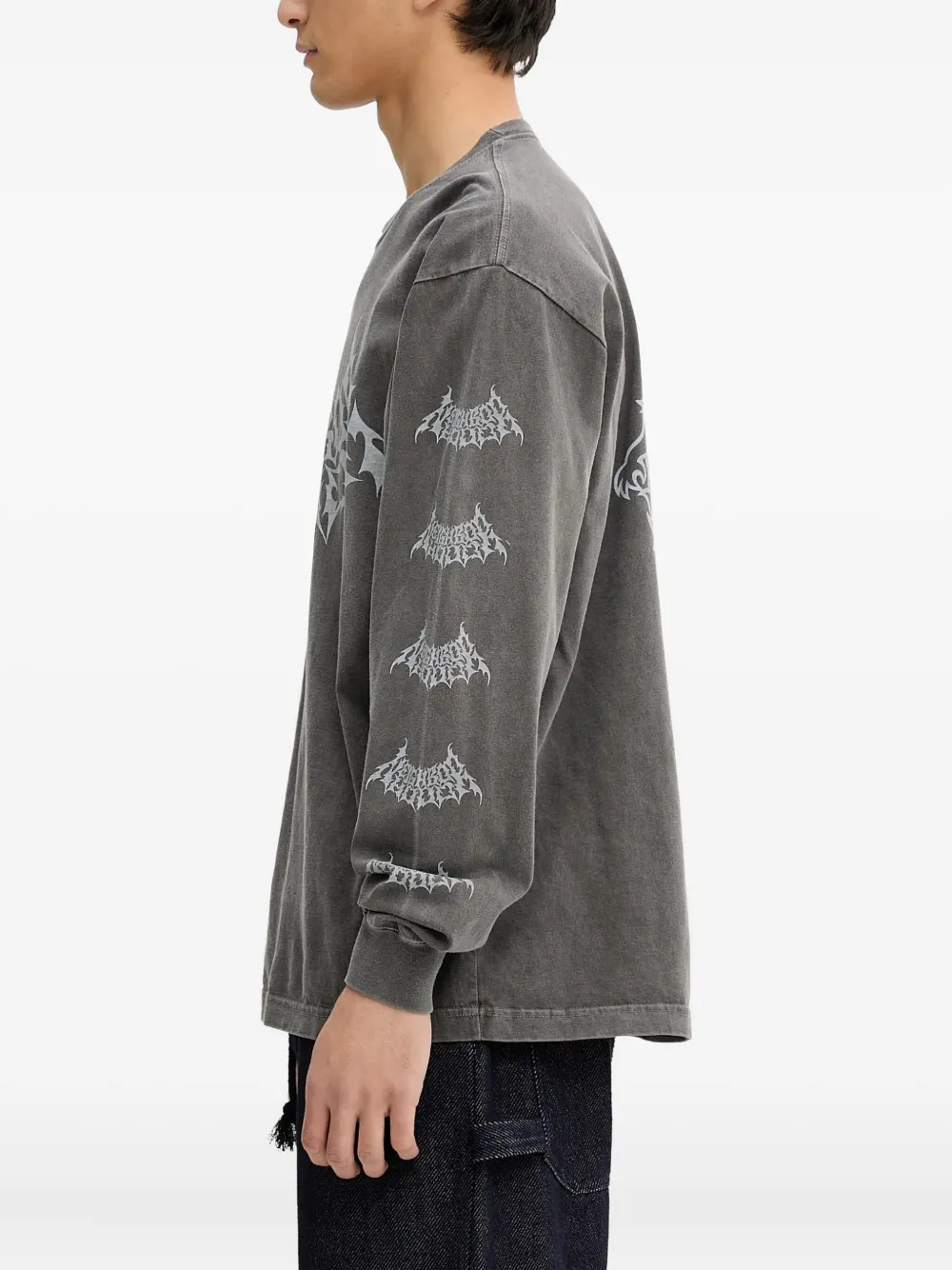 Neighborhood T-shirt met grafische print en lange mouwen Grijs