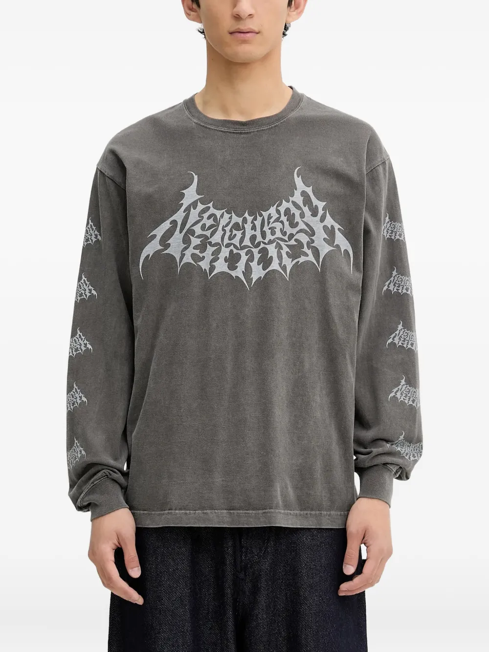 Neighborhood T-shirt met grafische print en lange mouwen Grijs