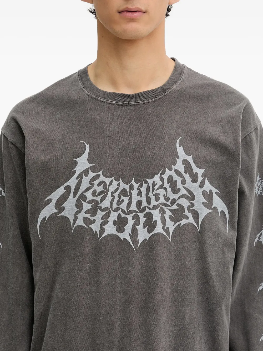 Neighborhood T-shirt met grafische print en lange mouwen Grijs