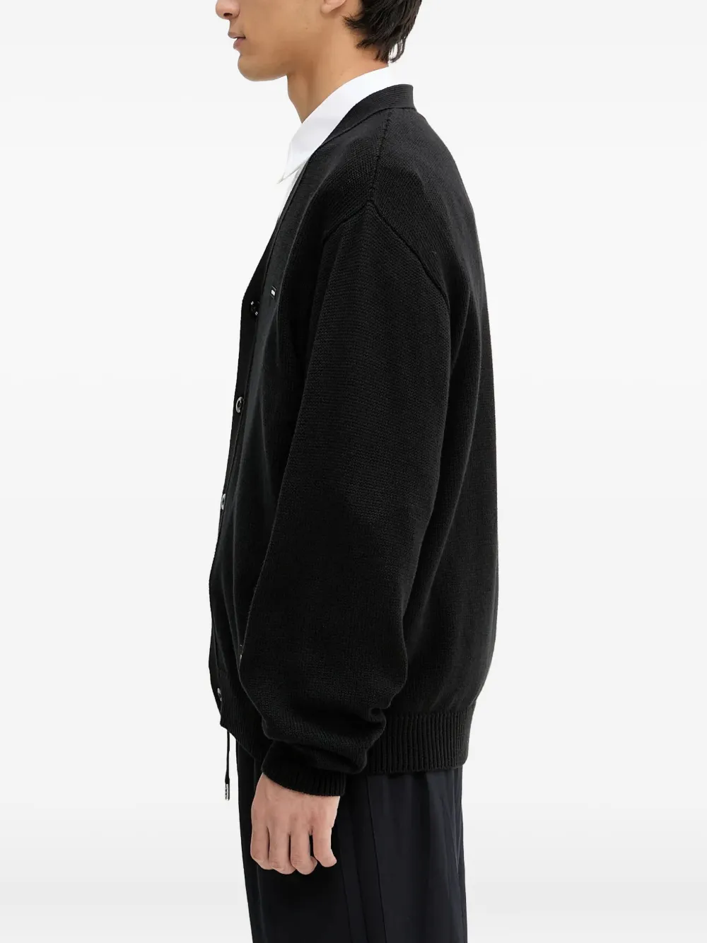 Neighborhood Vest met V-hals en logoplakkaat Zwart