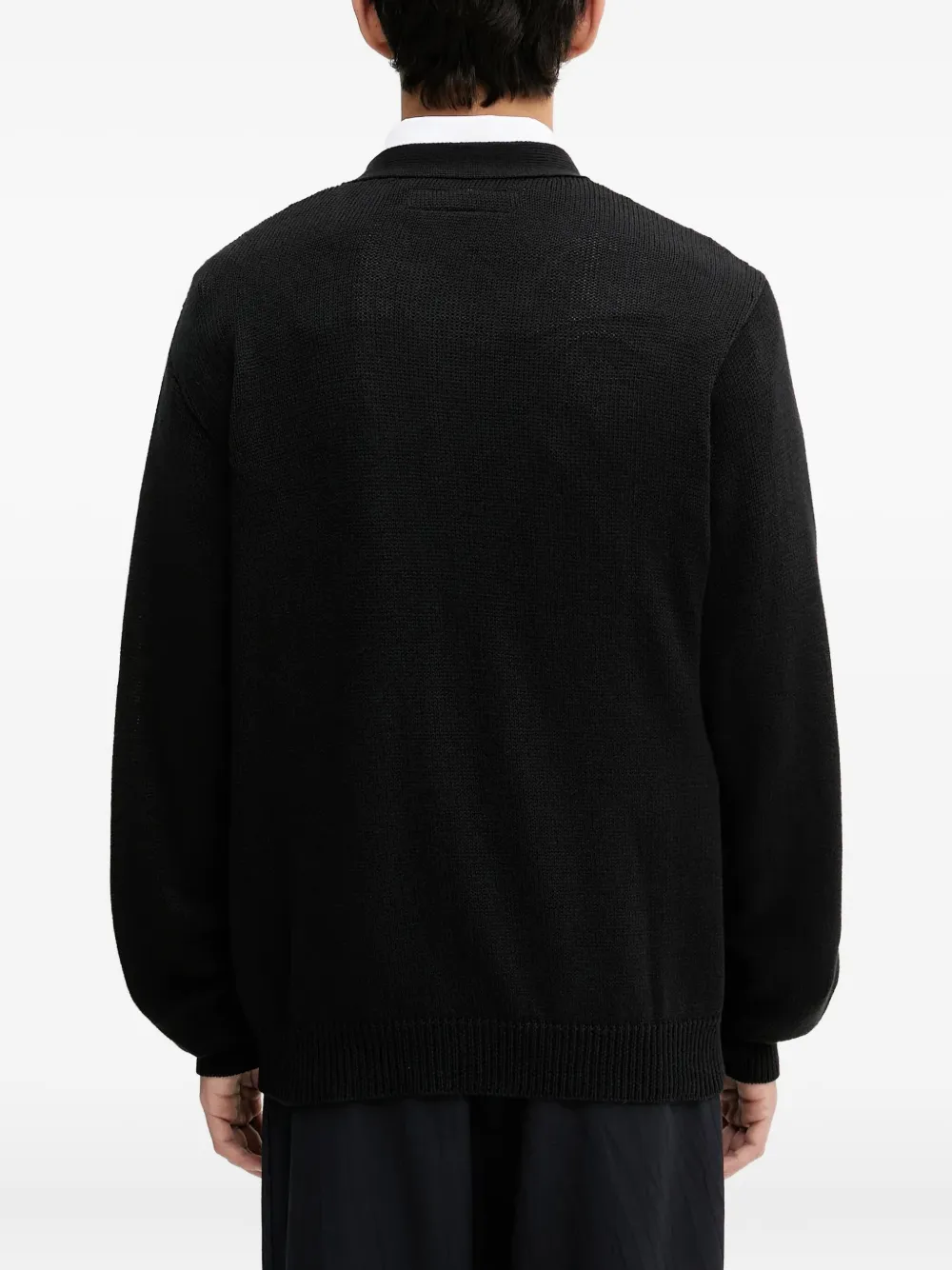 Neighborhood Vest met V-hals en logoplakkaat Zwart
