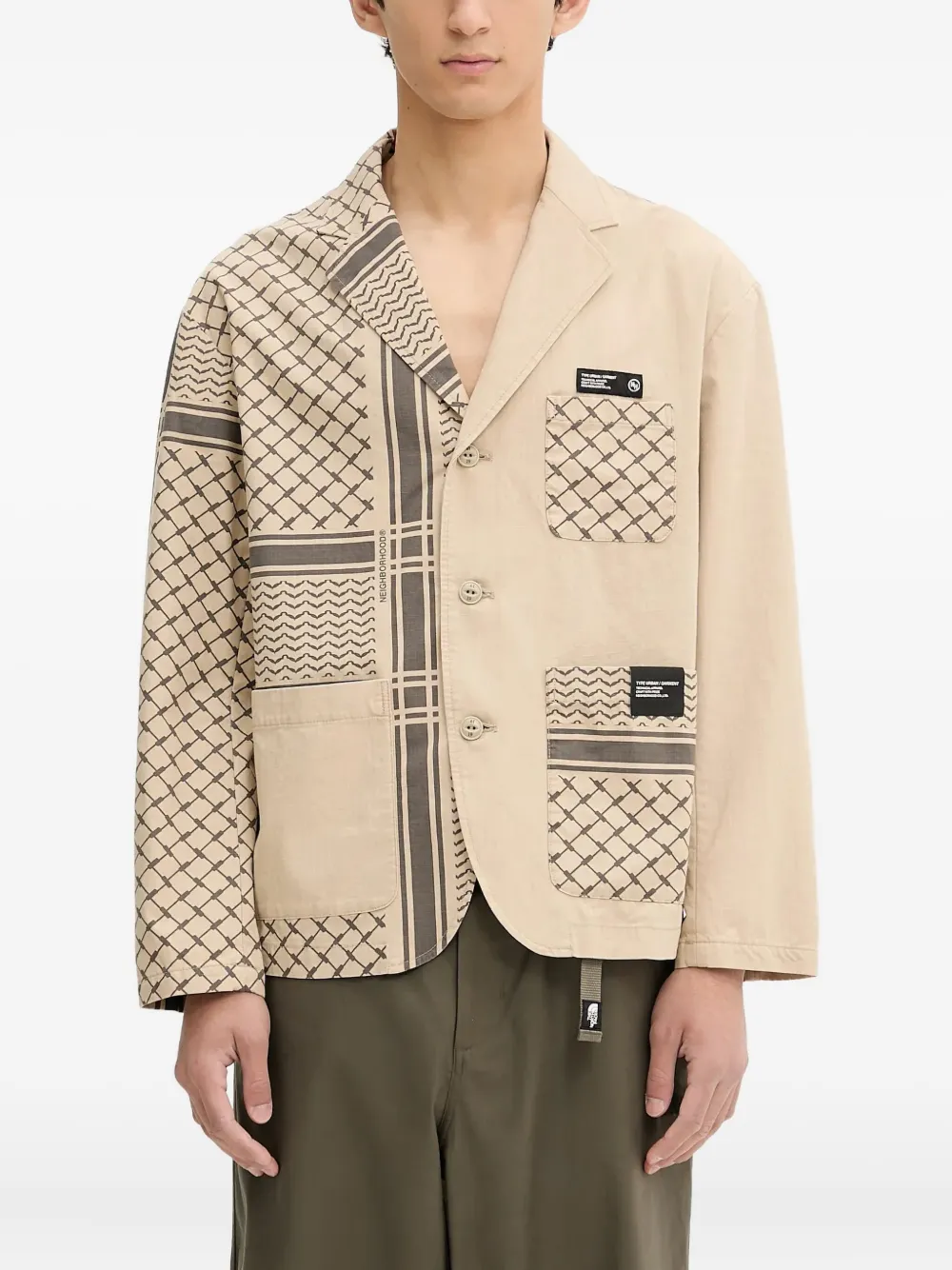 patterned pocketed jacket