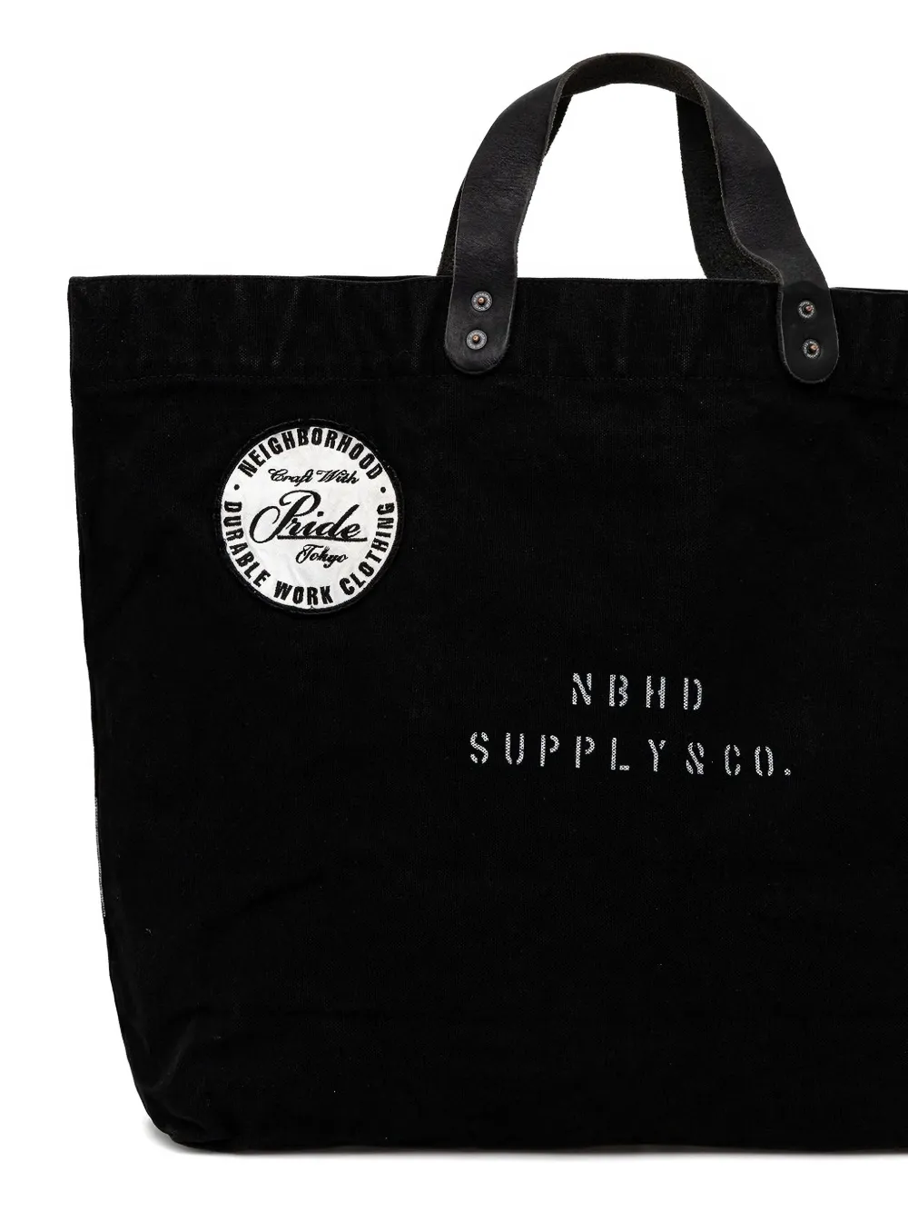 Neighborhood Washed Canvas Leather-handle Tote Bag In Black