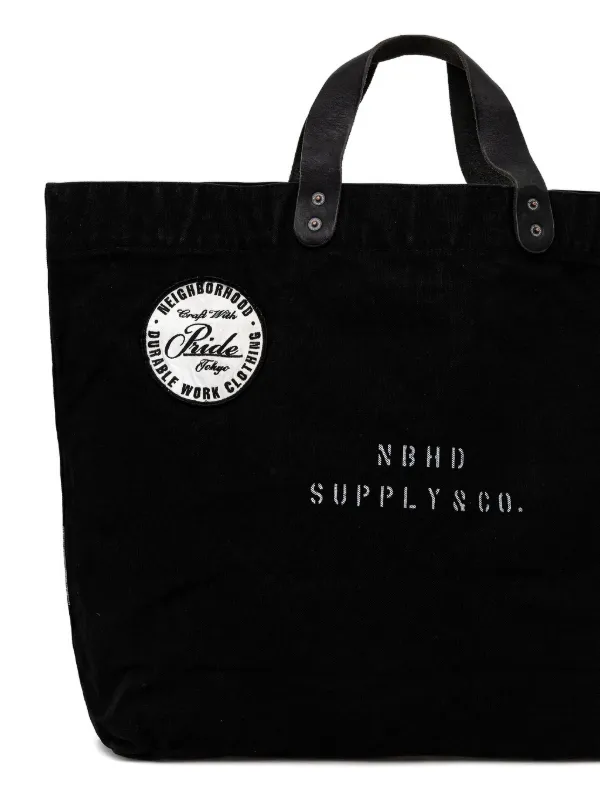Neighborhood Washed Canvas leather-handle Tote Bag | Black | FARFETCH