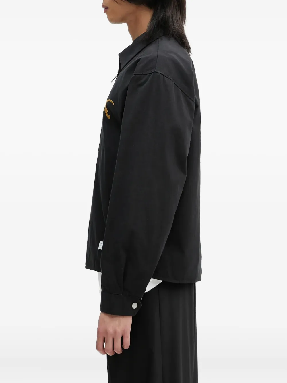 Neighborhood Souvenir shirtjack met geborduurd detail en rits Zwart