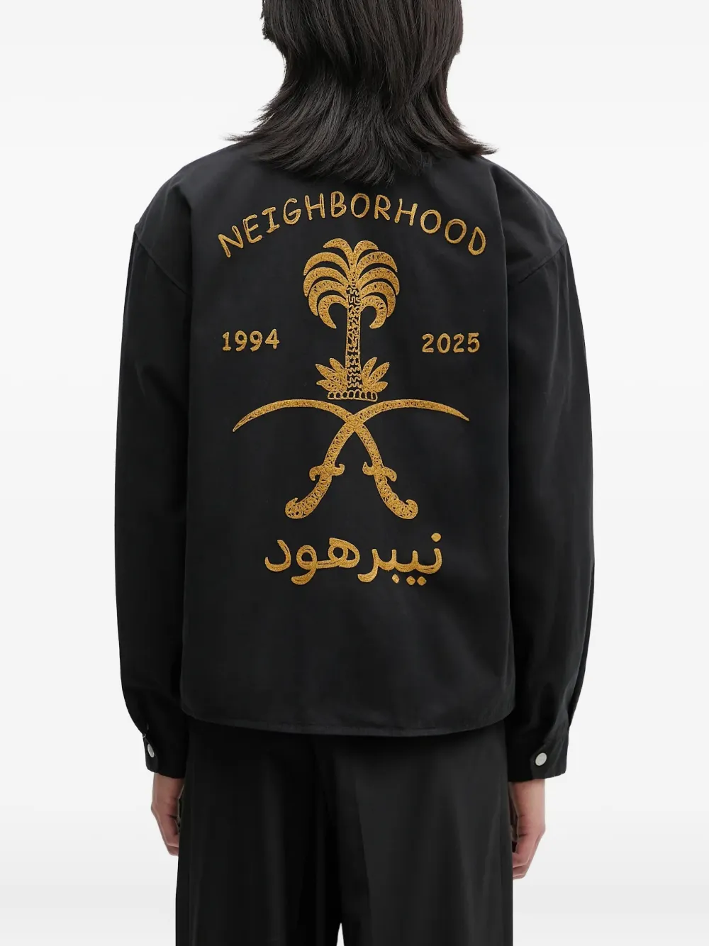 Neighborhood Souvenir shirtjack met geborduurd detail en rits Zwart