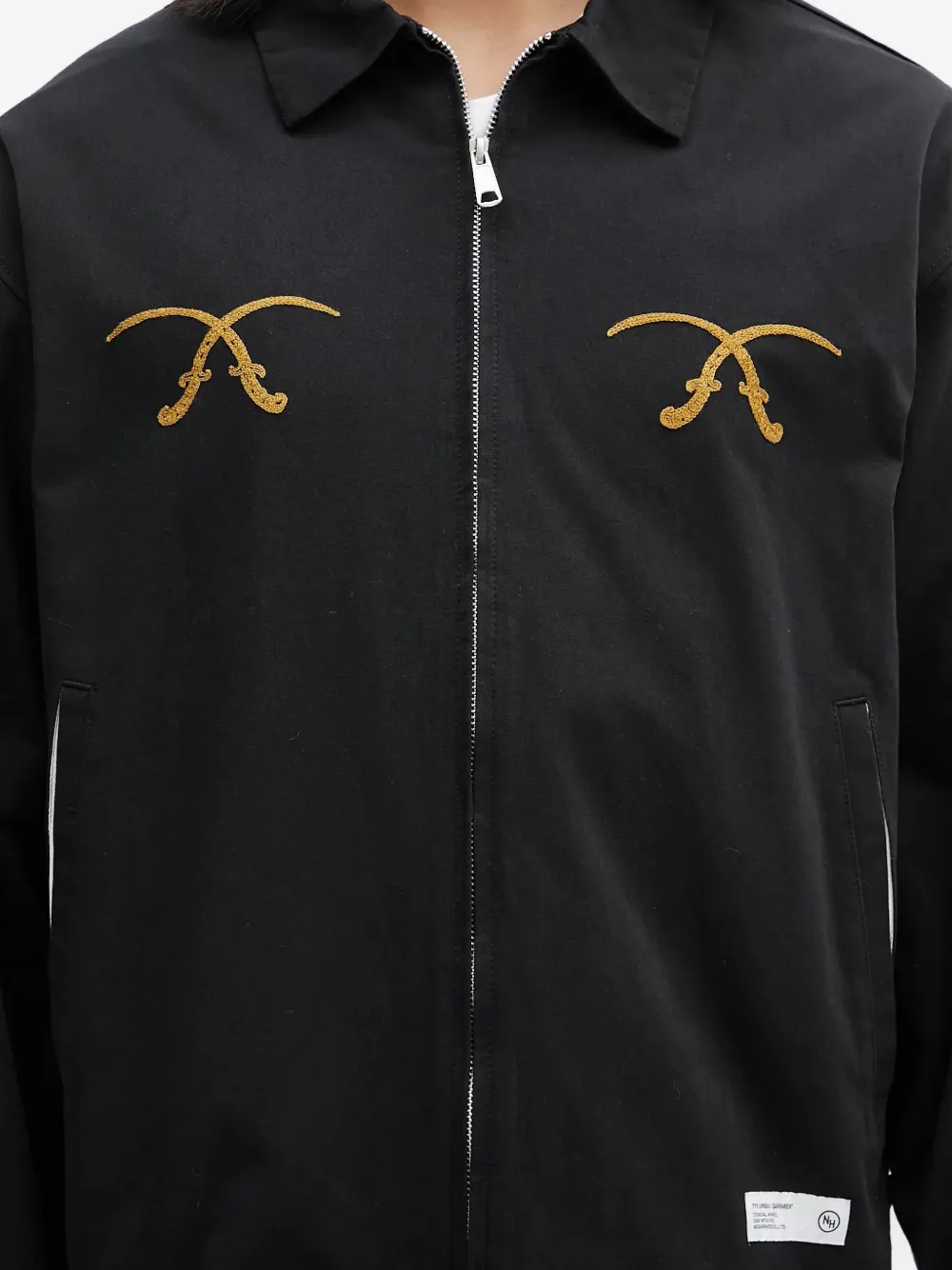Neighborhood Souvenir shirtjack met geborduurd detail en rits Zwart