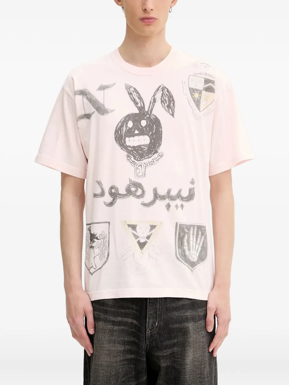 Neighborhood T-shirt met grafische print Roze