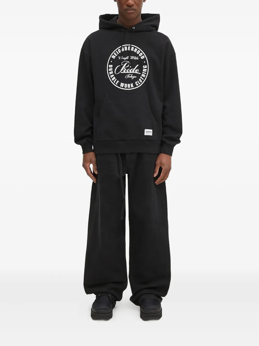 Neighborhood Hoodie met rond logo Zwart