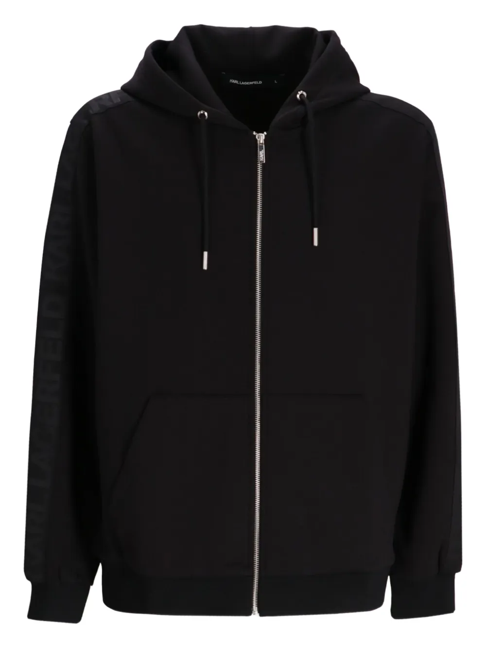 Karl Lagerfeld Hoodie met rits en logo-mouwen Zwart
