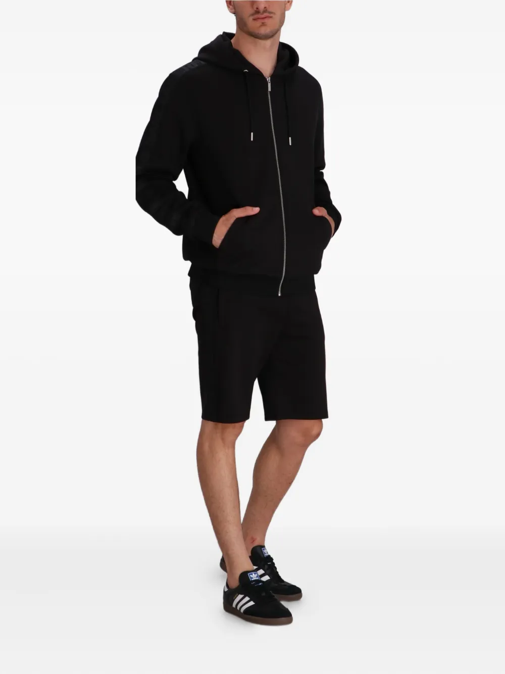 Karl Lagerfeld Hoodie met rits en logo-mouwen Zwart