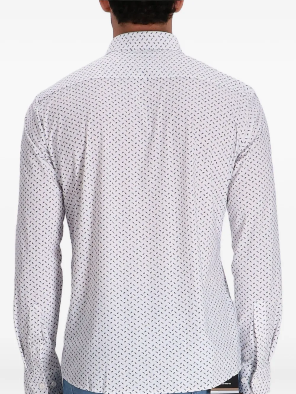Hugo Boss Long-sleeved Patterned Shirt In White