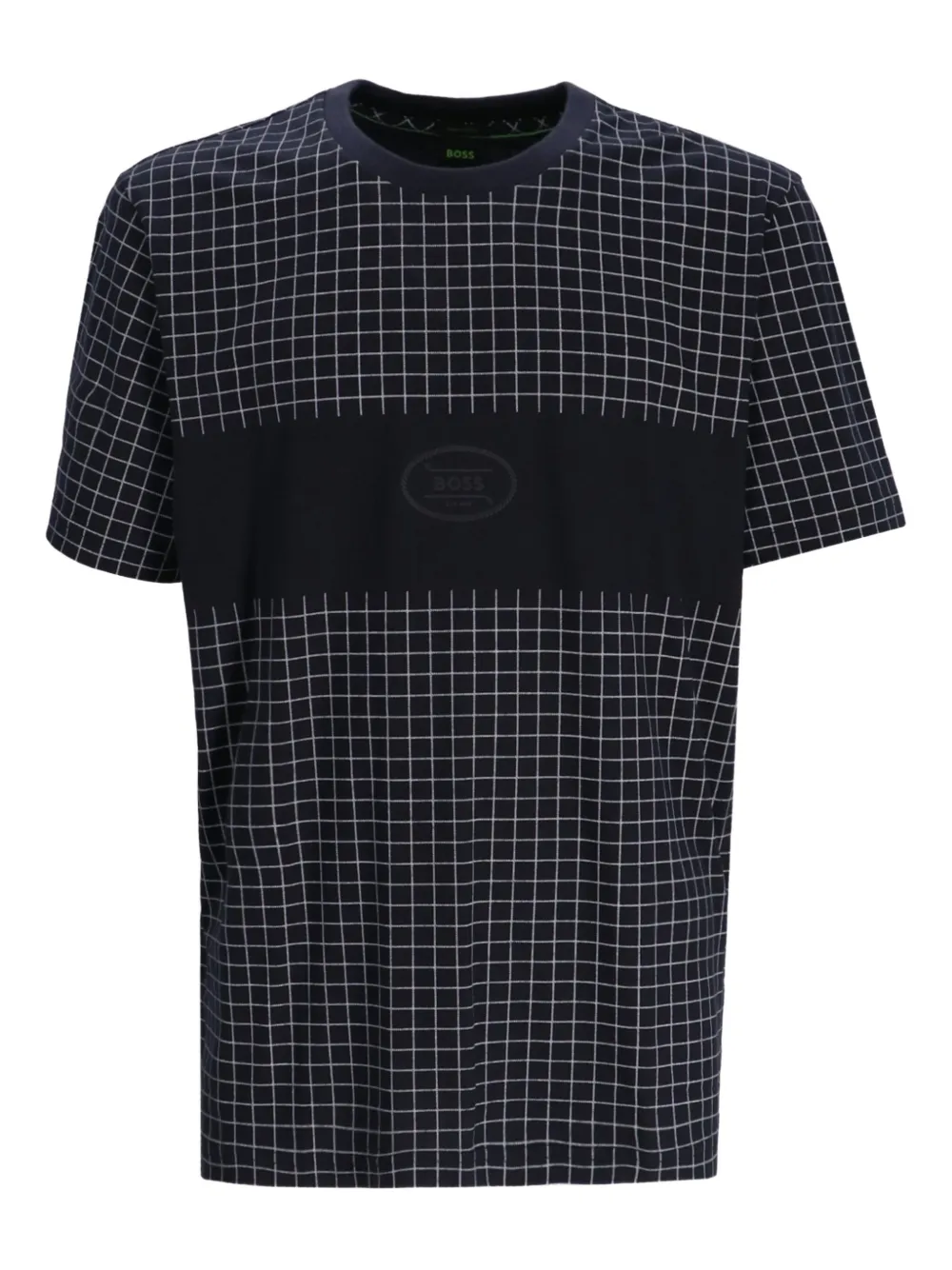 BOSS T-shirt met patroon en vlakken Zwart