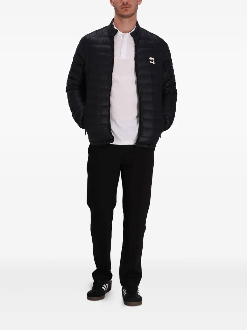 Karl Lagerfeld quilted logo jacket Zwart