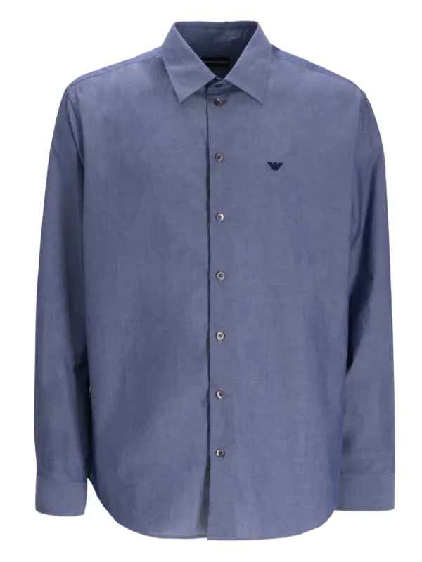 Emporio Armani eagle-logo Cotton Shirt Blue FARFETCH IN