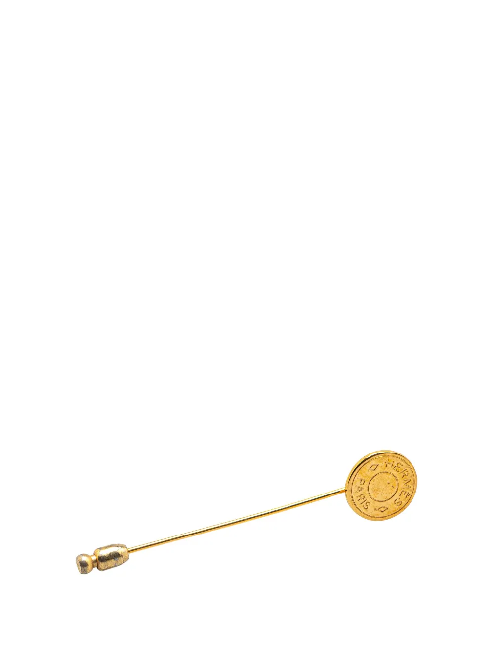 Pre-owned Hermes 20th Century Gold Plated Clou De Selle Stick Pin Brooch Costume Brooch