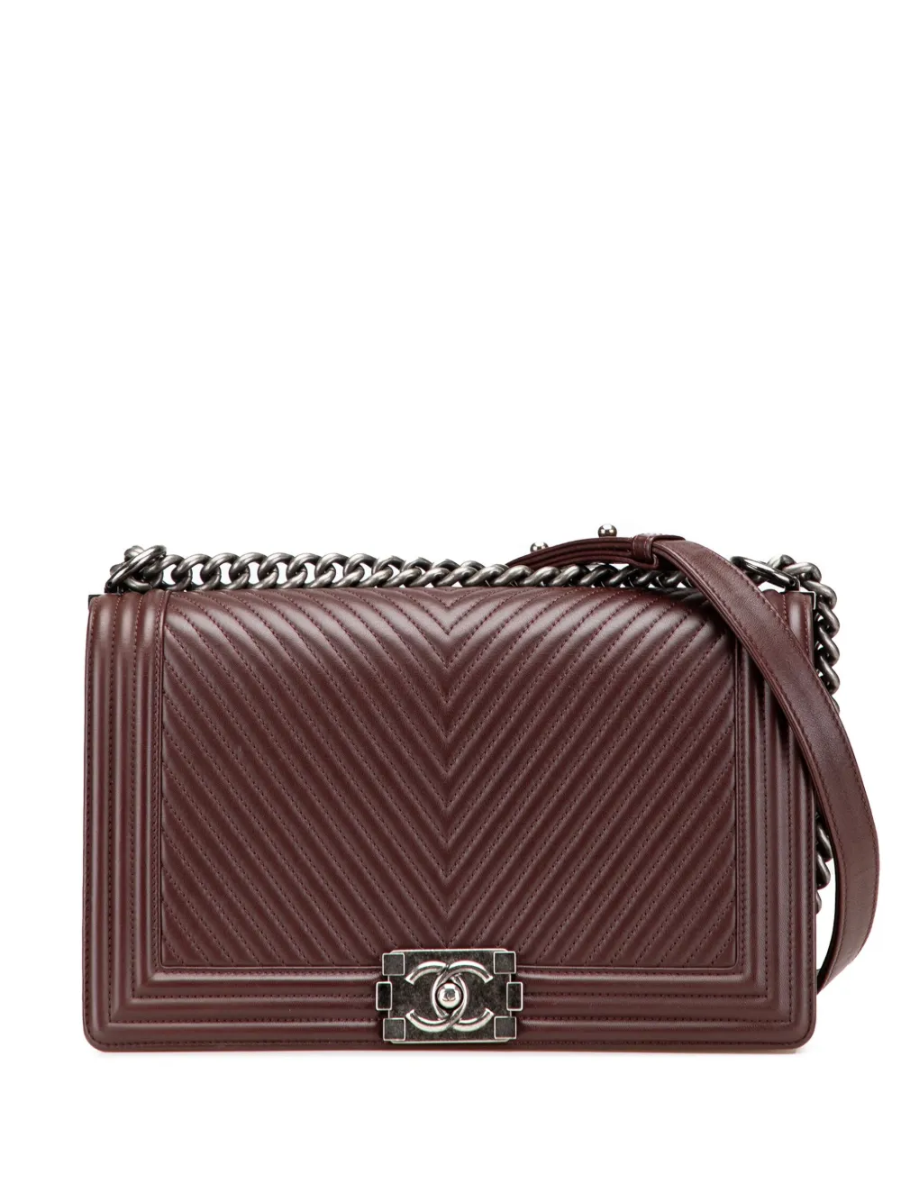 CHANEL Pre-Owned 2014-2015 ミディアム シェブロン カーフスキン ボーイ フラップ ショルダーバッグ - レッド CHANEL Pre-Owned 2014-2015 ミディアム シェブロン カーフスキン ボーイ フラップ ショルダーバッグ - レッド