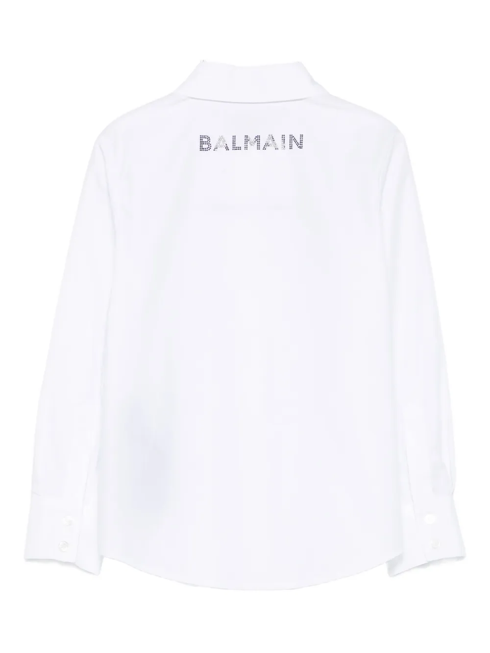 Balmain Kids crystal-embellished poplin shirt Wit