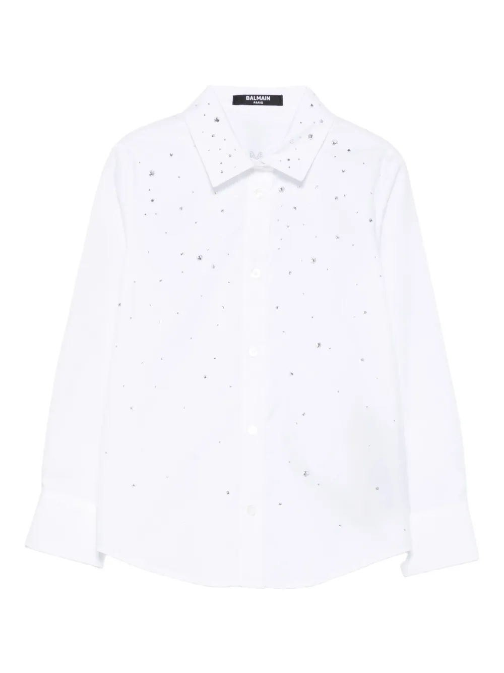 Balmain Kids crystal-embellished poplin shirt Wit