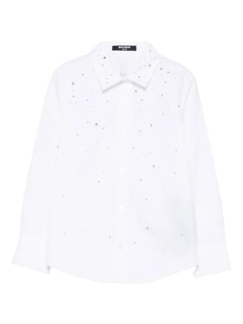 Balmain Kids crystal-embellished poplin shirt