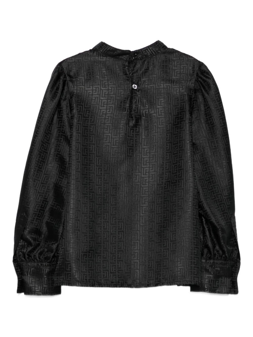 Balmain Kids geometric-pattern puff-sleeve blouse Zwart