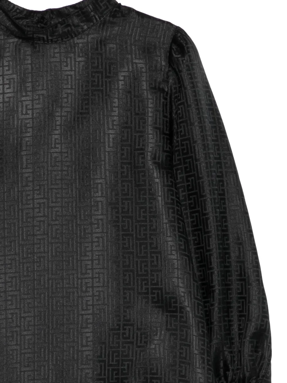 Balmain Kids geometric-pattern puff-sleeve blouse Zwart