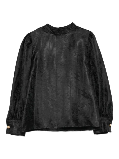 Balmain Kids geometric-pattern puff-sleeve blouse