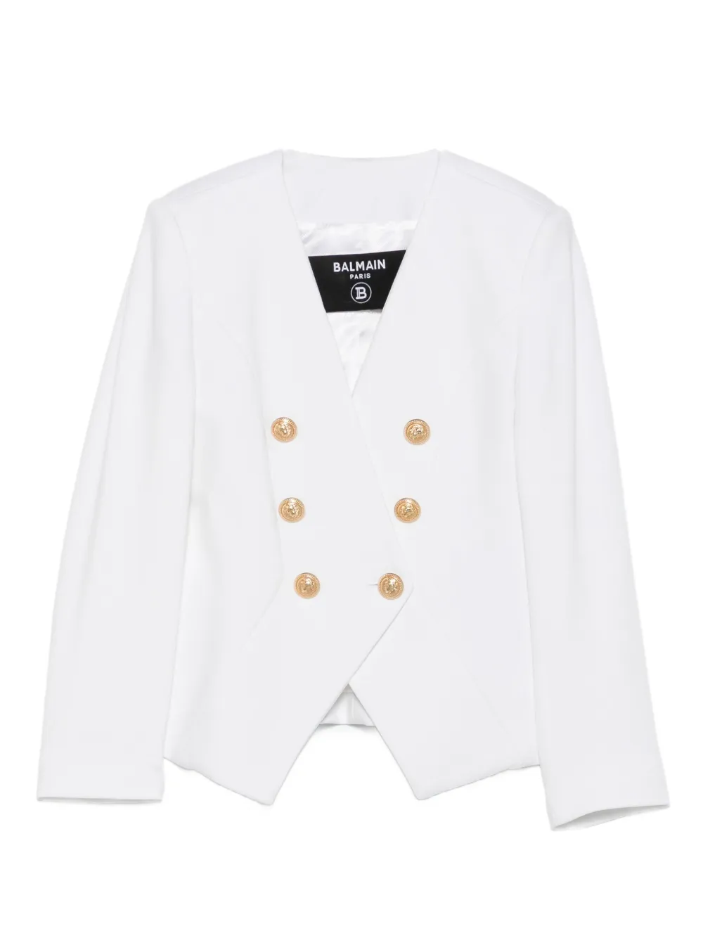 Balmain Kids gold-button double-breasted jacket Wit