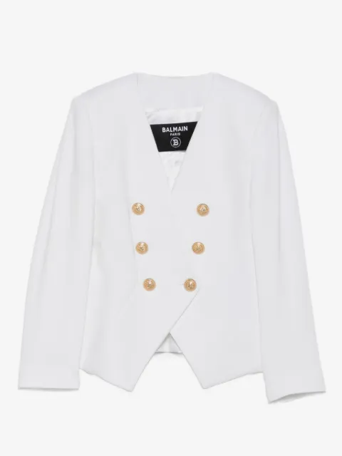 Balmain Kids gold-button double-breasted jacket