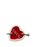 CHANEL Pre-Owned 2010 Gold Plated Enamel Faux Pearl Coco Heart and Arrow Brooch costume brooch - White