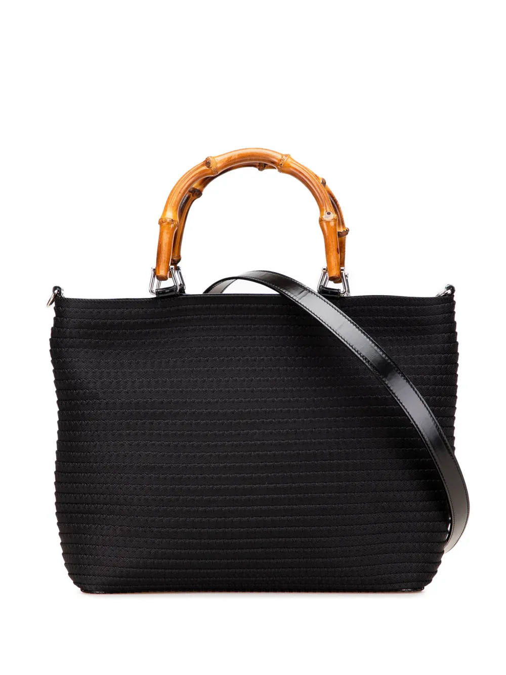 Gucci Pre-Owned 20th Century ナイロン バンブー サッチェルバッグ - ブラック Gucci Pre-Owned 20th Century ナイロン バンブー サッチェルバッグ - ブラック