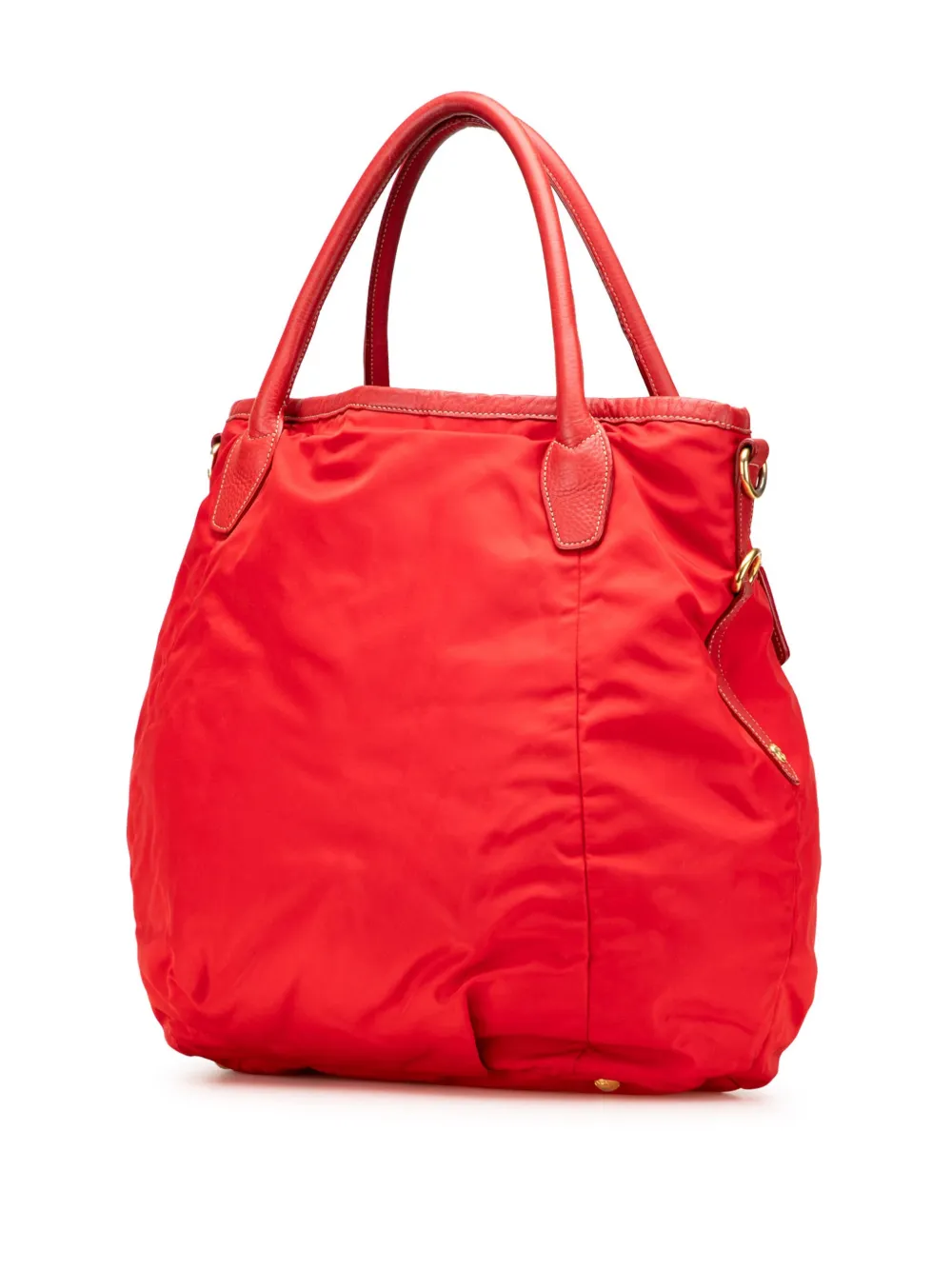 Pre-owned Prada 2000-2025 Vitello Daino Trimmed Tessuto Satchel In Red