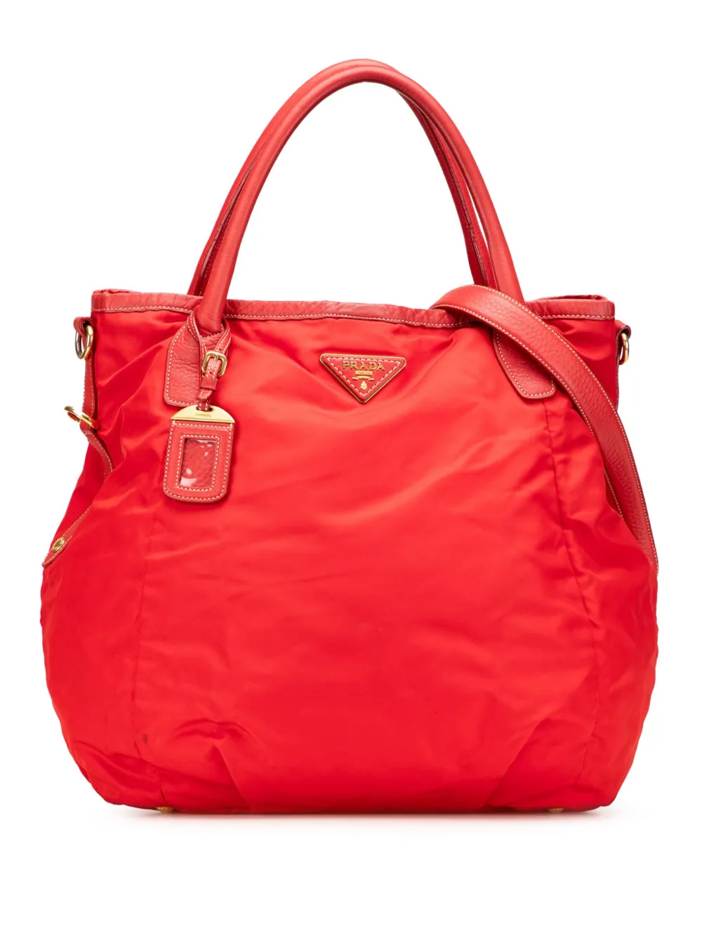 Prada Pre-Owned 2000-2025 Vitello Daino Trimmed Tessuto satchel | Red | Image 1