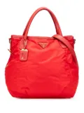 Prada Pre-Owned 2000-2025 Vitello Daino Trimmed Tessuto satchel - Red