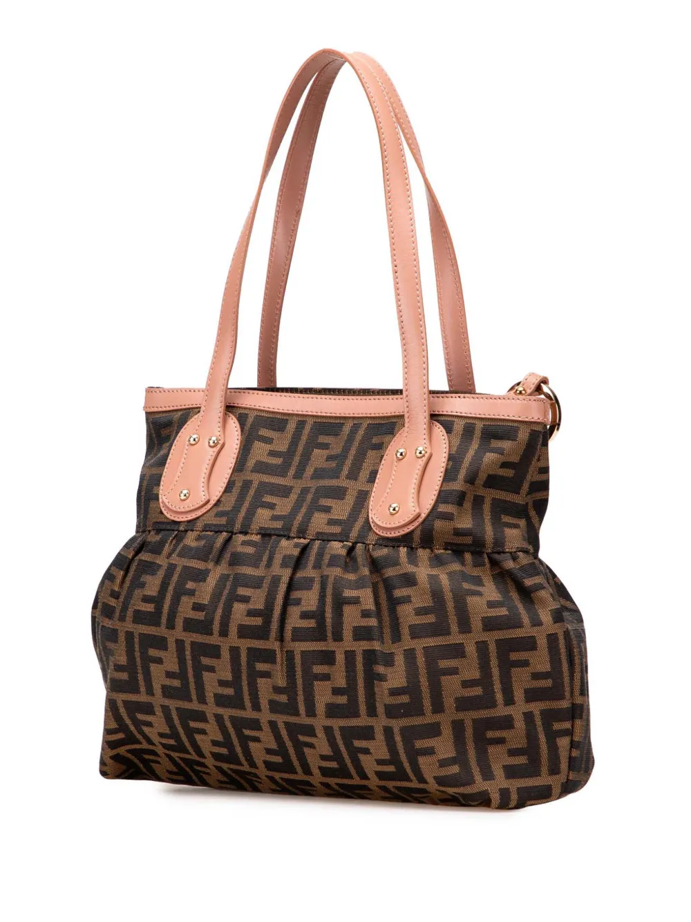 Pre-owned Fendi 2000-2010 Small Zucca Canvas Chef Tote Bag In Brown