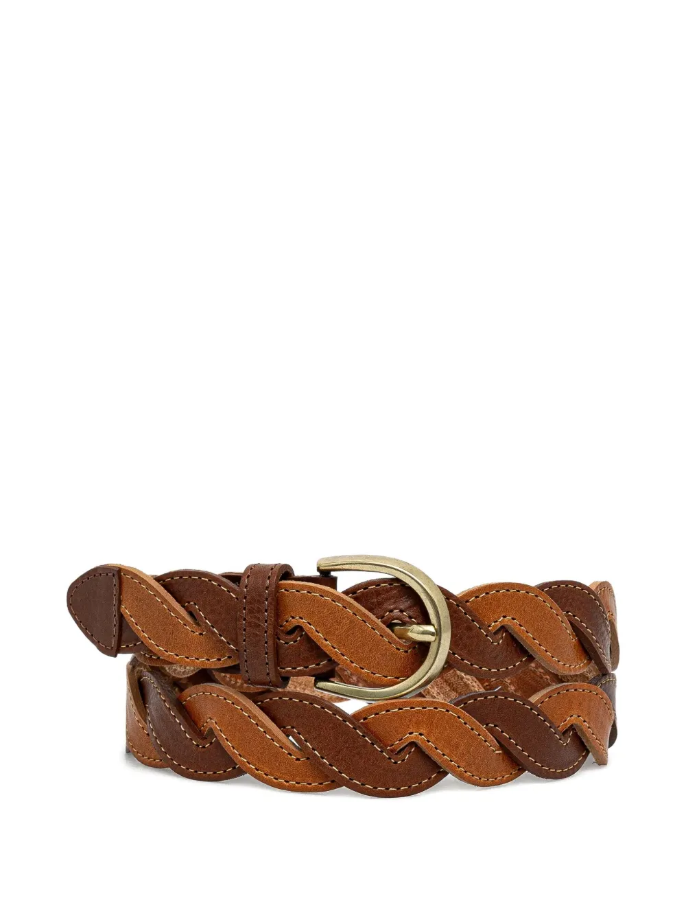 Drôle De Monsieur Braided Leather Belt In Brown